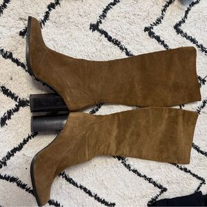 Zara Brown Suede Knee-High Boots